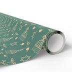 Menorah & Star of David Wrapping Paper | Green & Gold Holiday Gift Wrap