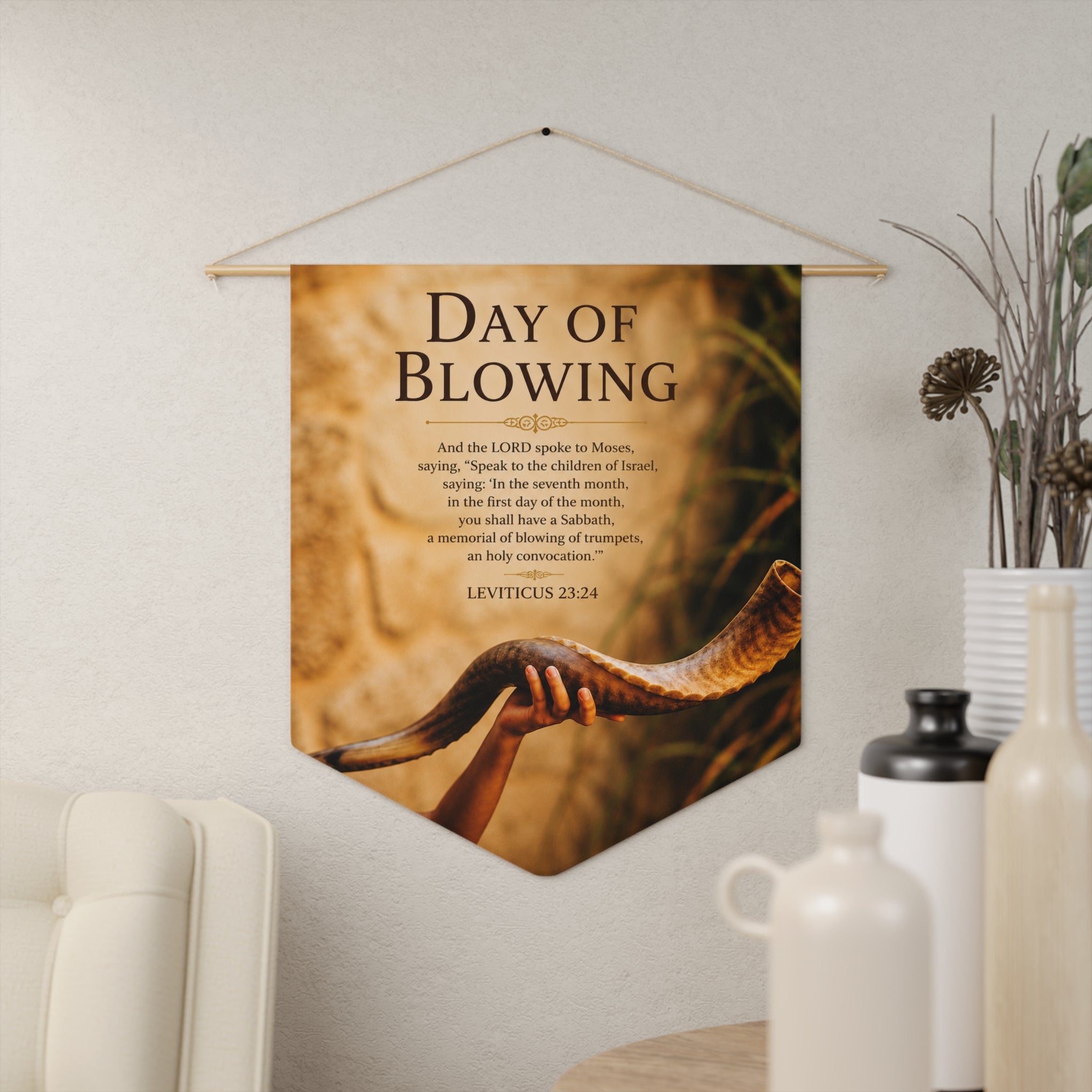 Day of Blowing | Leviticus 23:24 Shofar Wall Pennant