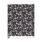 Navy & Gold Judaica Gift Wrap with Doves, Candles, and Stars of David