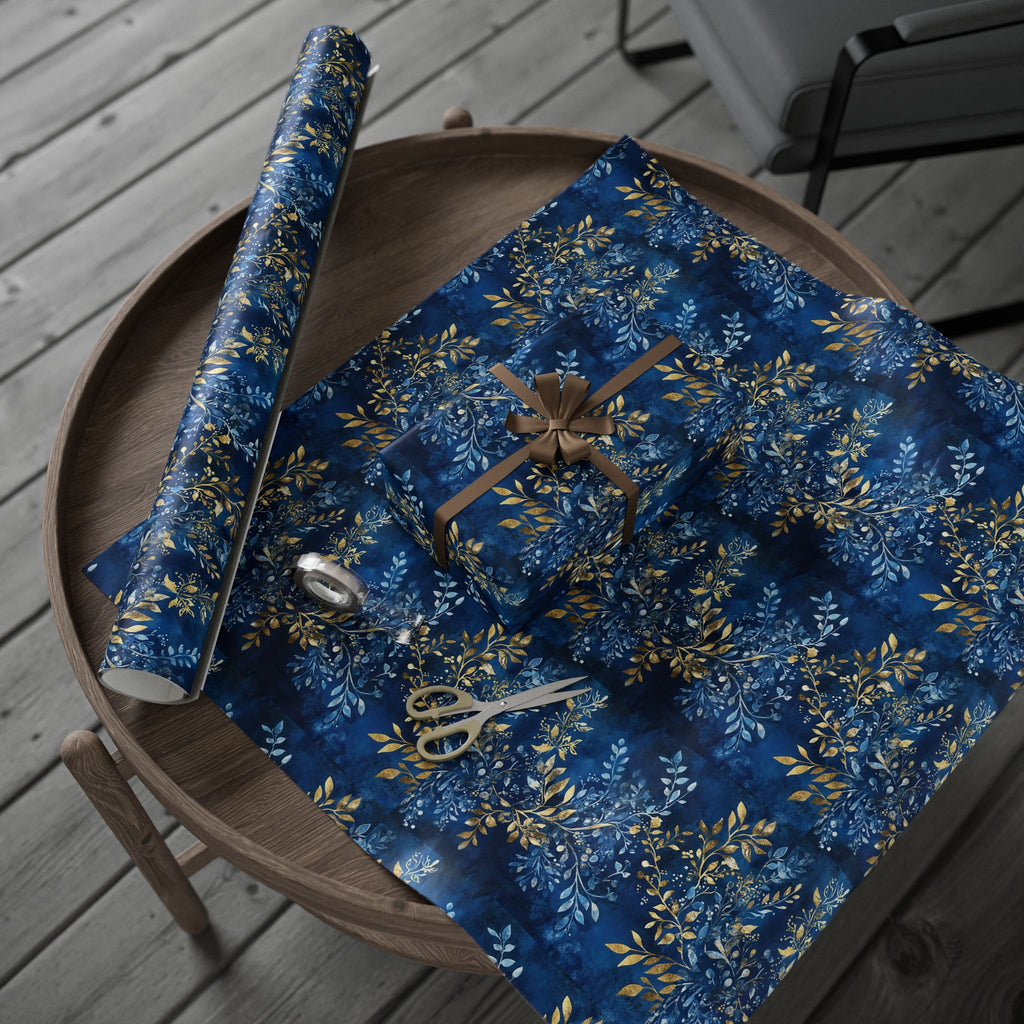 Elegant Blue & Gold Judaica Gift Wrap