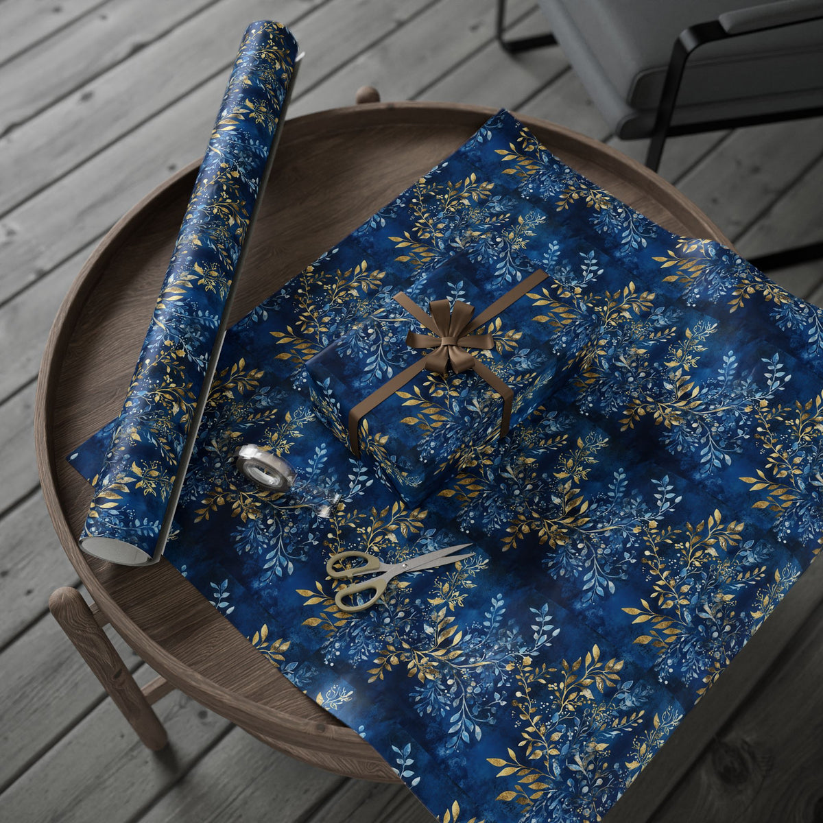 Elegant Blue & Gold Judaica Gift Wrap