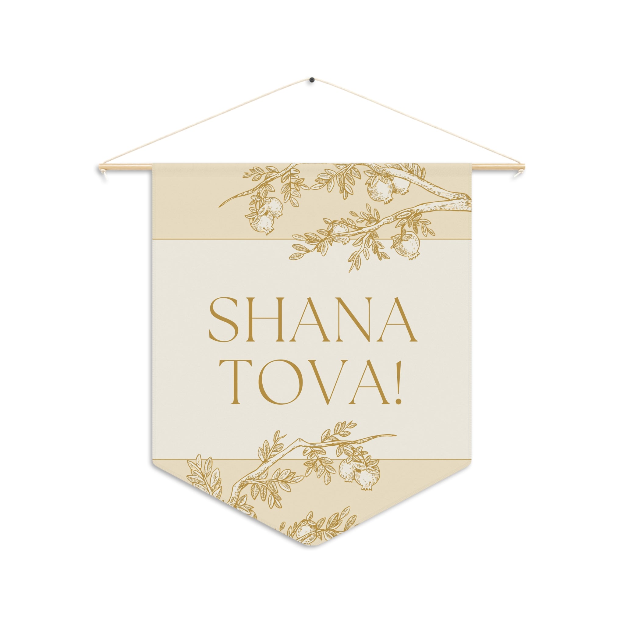 Shana Tova | Gold Pomegranate Botanical Wall Pennant
