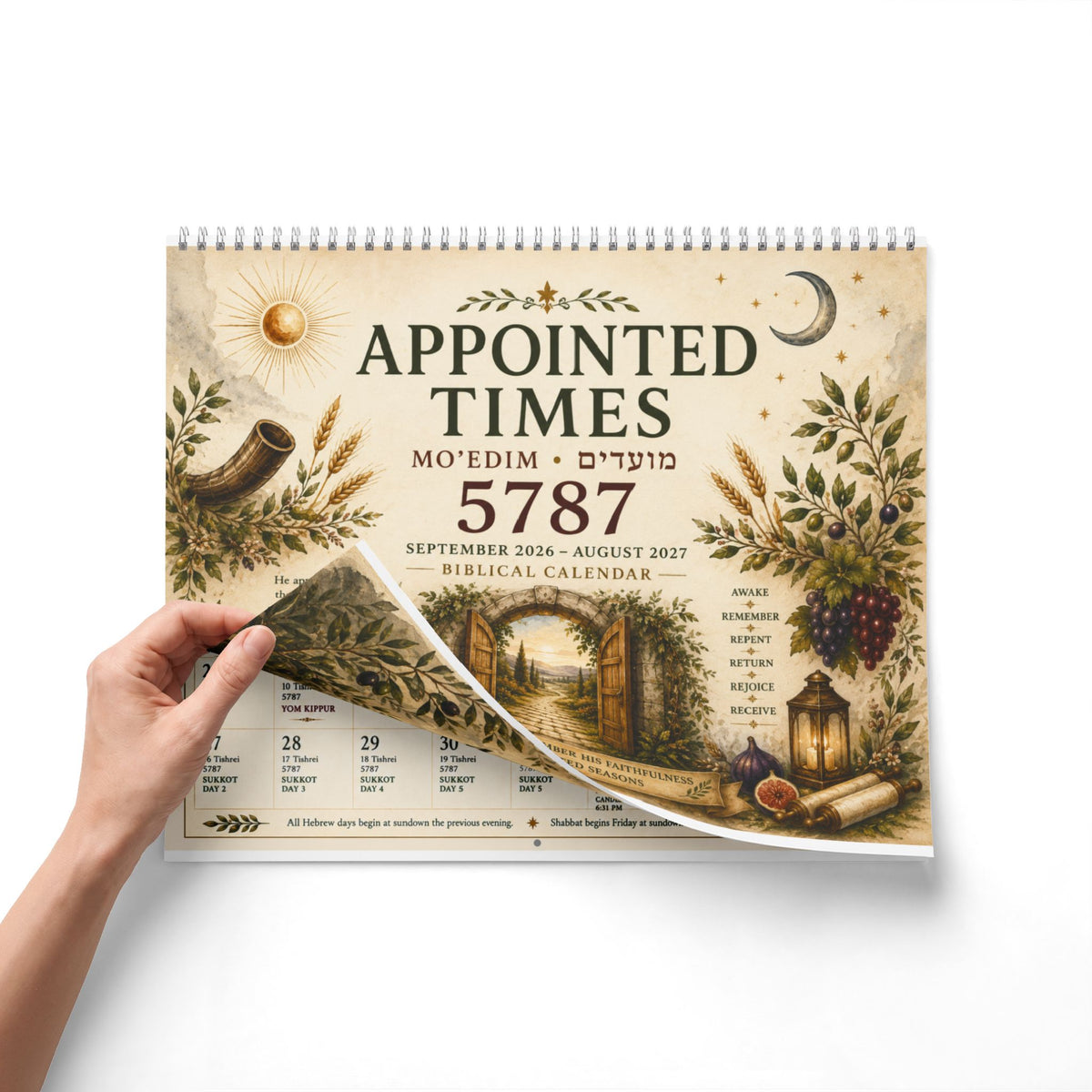 Biblical Hebrew Calendar 2026–2027 | Appointed Times & Feast Days Wall Calendar