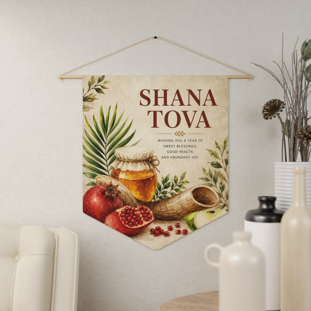 Shana Tova | Honey, Pomegranate & Shofar Wall Pennant