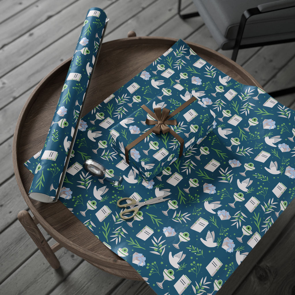Dove & Olive Branch Gift Wrap with Torah Scrolls | Bar Mitzvah, Bat Mitzvah, Wedding, Holiday Gift Wrap