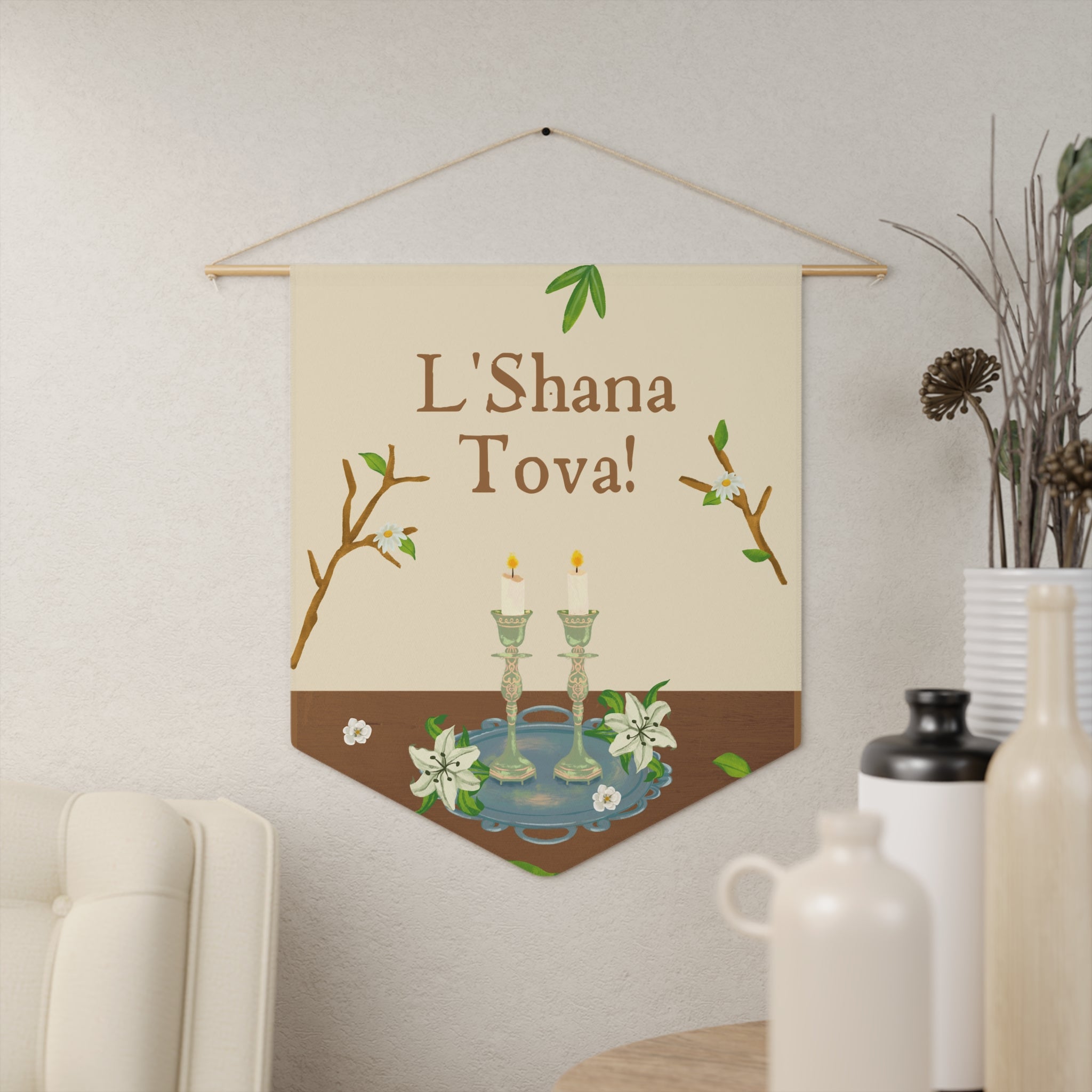 L’Shana Tova | Shabbat Candles Wall Pennant