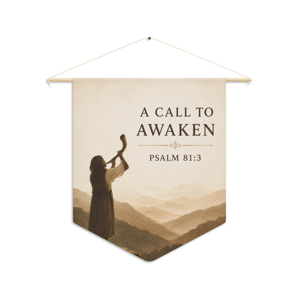 A Call to Awaken | Psalm 81:3 Shofar Wall Pennant