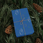 Blue Hanukkah Wrapping Paper | Menorah Gift Wrap