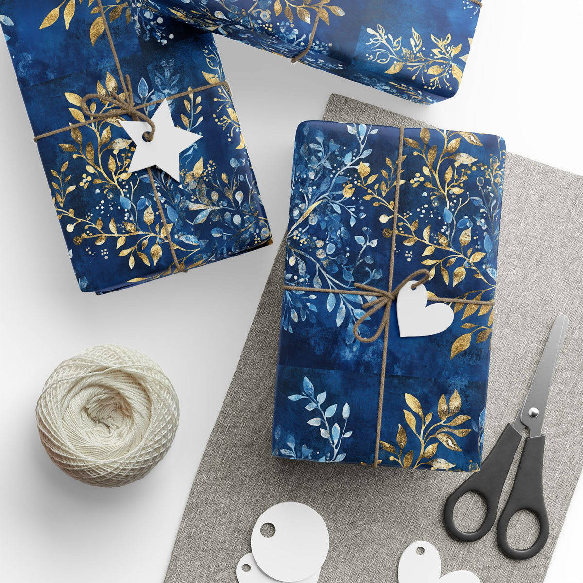 Elegant Blue & Gold Judaica Gift Wrap