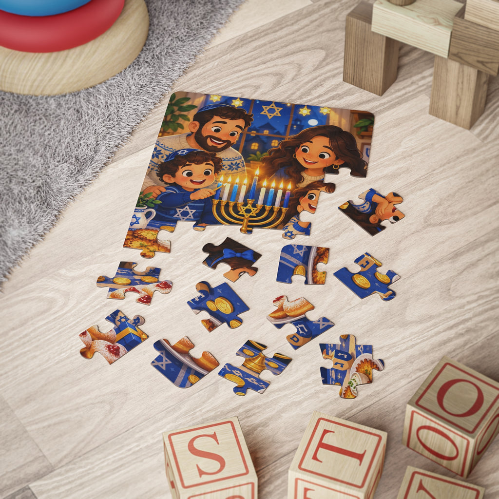 Family Fun Hanukkah Puzzle for Kids – 30-Piece Menorah, Dreidel & Festival of Lights Puzzle