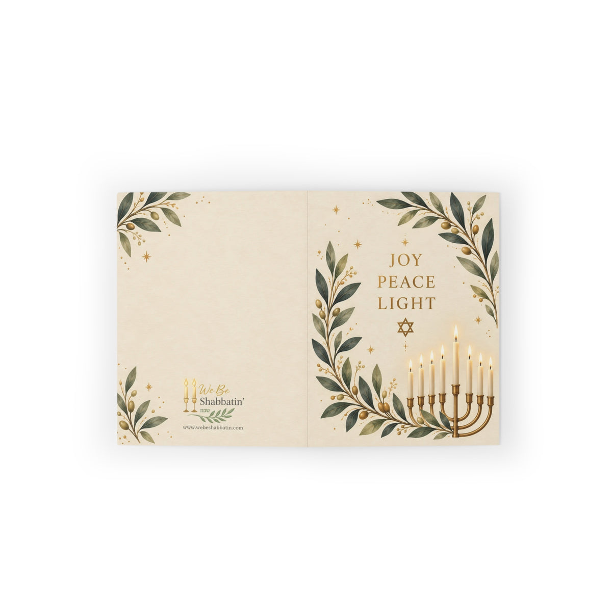 Joy Peace Light Hanukkah Card | Festival of Lights Greeting Card | Faith-Based Hanukkah Cards (8, 16, and 24 pcs)