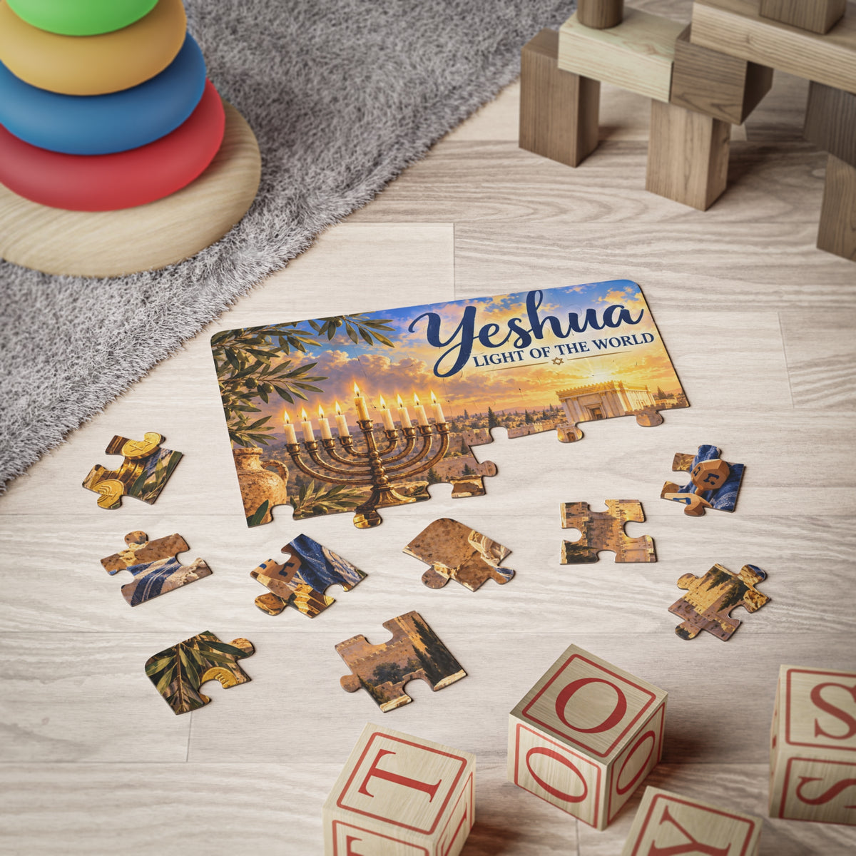 Yeshua Light of the World Hanukkah Puzzle for Kids – Messianic 30-Piece Jerusalem Puzzle