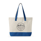 Canvas Tote Bag — Mountain Adventure Zip Tote with Sunrise Peak Design