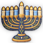 Hanukkiah Shaped Pillow – Blue & Gold Hanukkah Menorah Decorative Cushion
