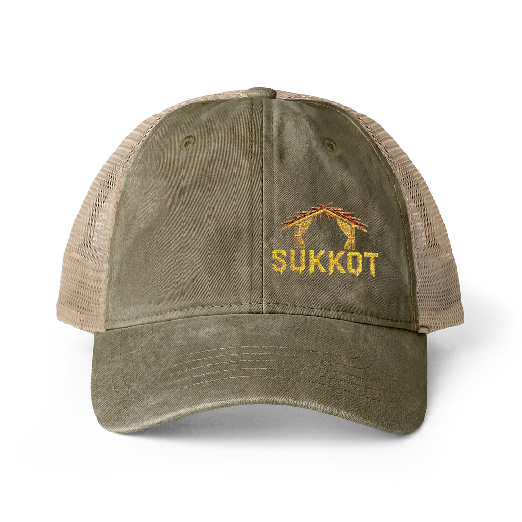 Sukkot – Women's Embroidered Ponytail Hat