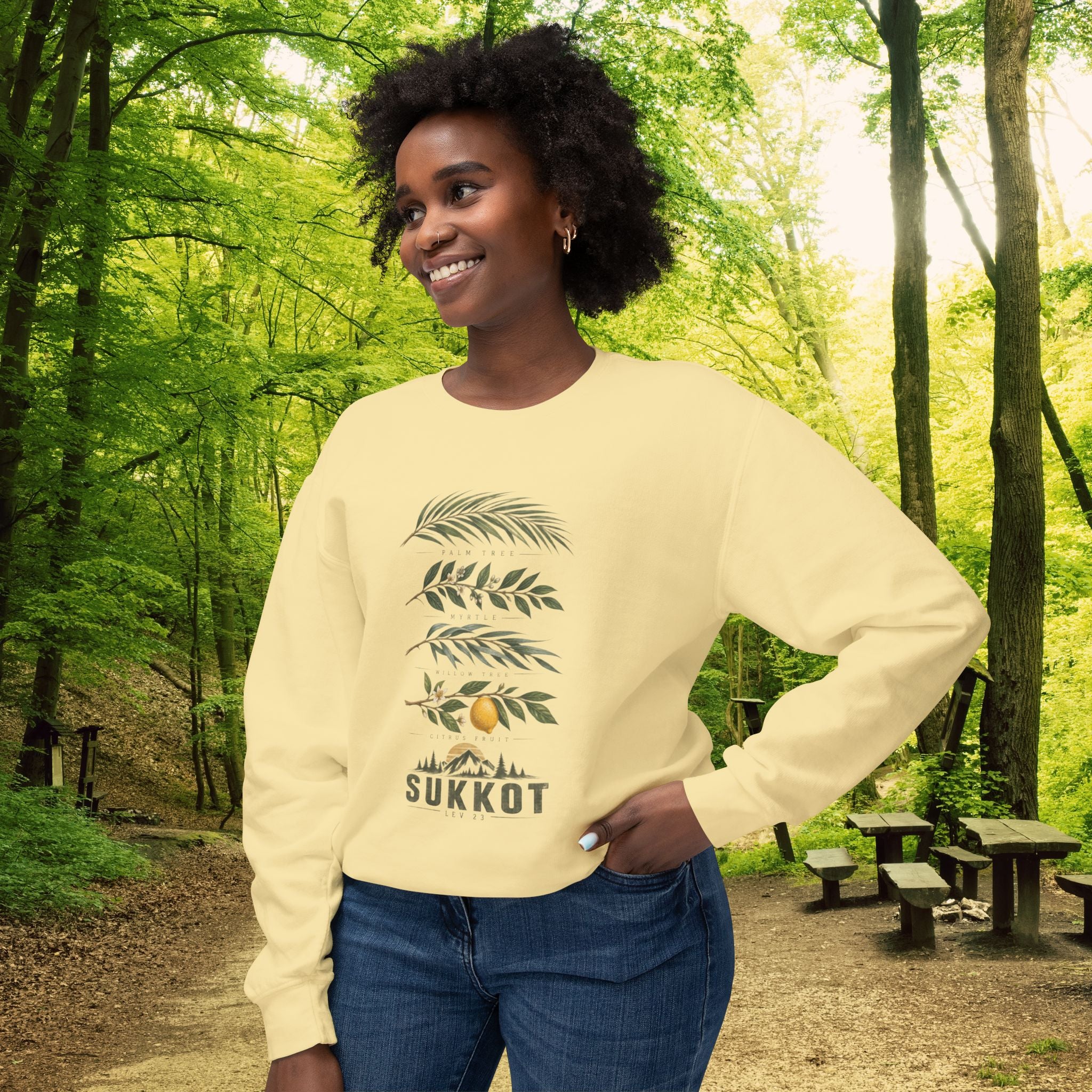 Sukkot Four Species Sweatshirt | Palm Myrtle Willow & Citron | Biblical Feast Day Crewneck Lev 23