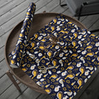 Navy & Gold Judaica Gift Wrap with Doves, Candles, and Stars of David