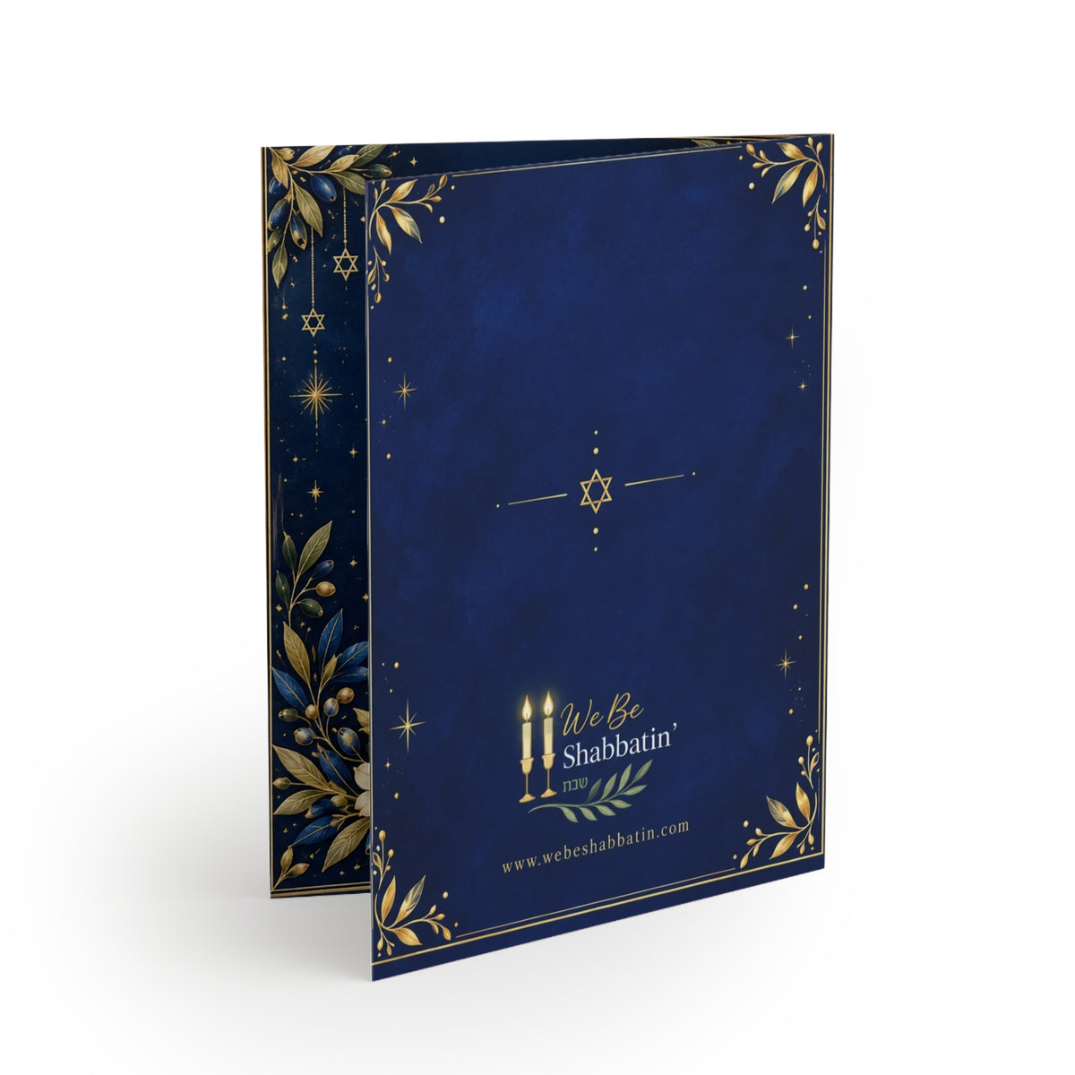 Happy Hanukkah Navy & Gold Menorah Card | Festival of Lights Greeting Card (8, 16, and 24 pcs)