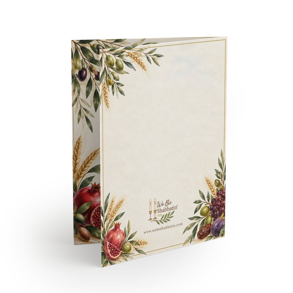 Blessings Abundantly Greeting Card | Seven Species Faith-Based Card (8, 16, and 24 pcs)