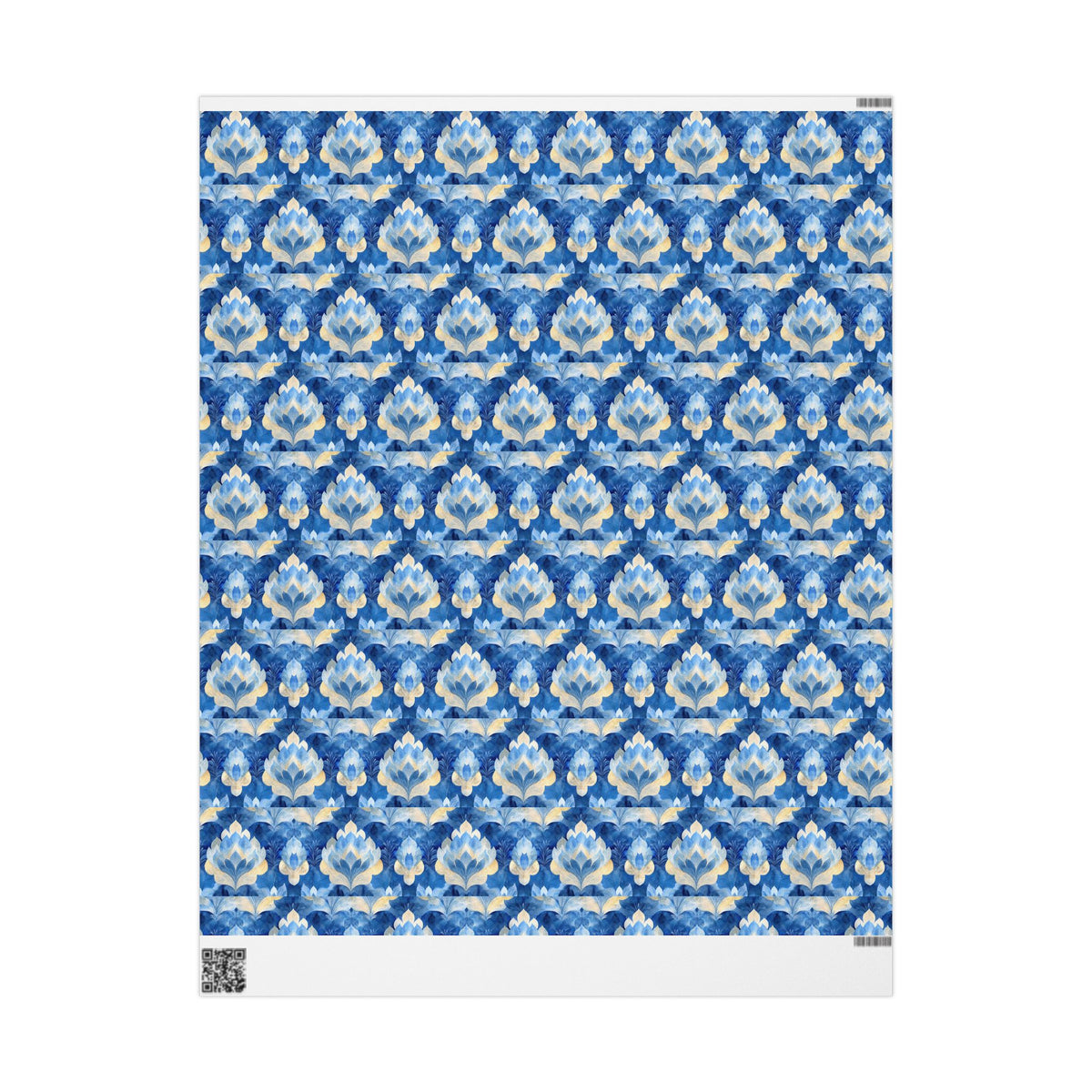 Blue & Gold Floral Wrapping Paper  |  Elegant Judaica Gift Wrap
