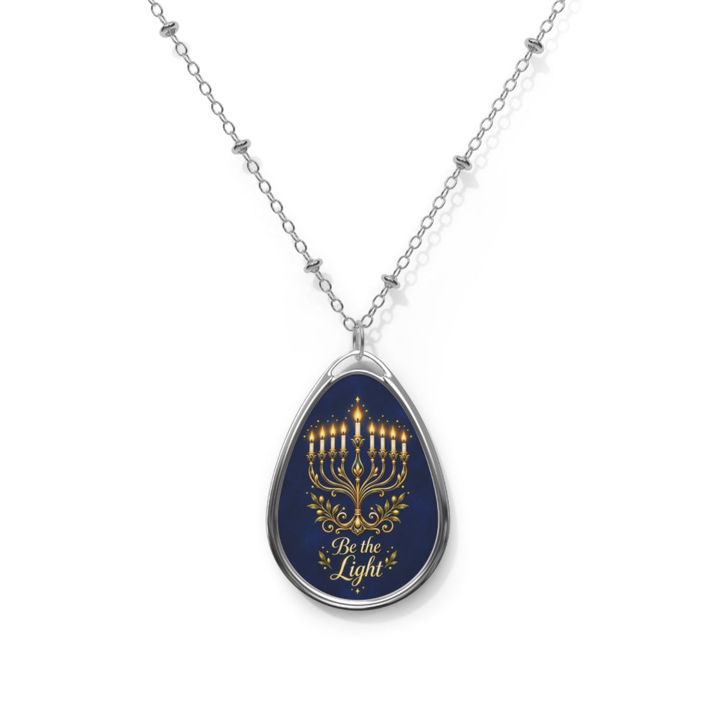 Be the Light Hanukkah Necklace | Blue and Gold Hanukkiah Pendant