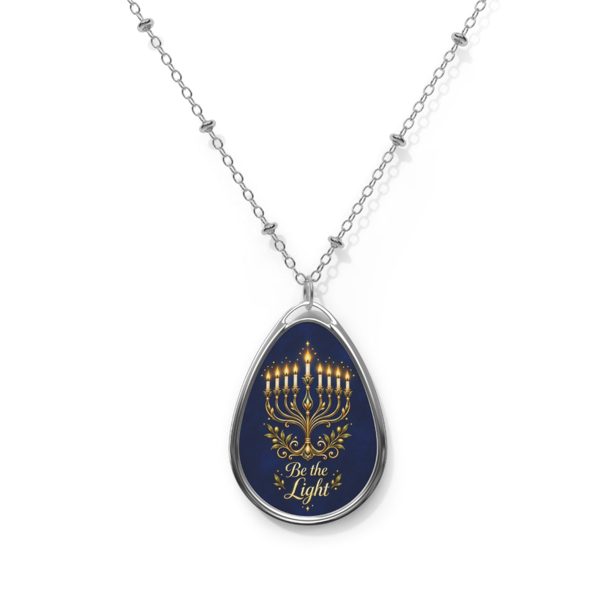 Be the Light Hanukkah Necklace | Blue and Gold Hanukkiah Pendant
