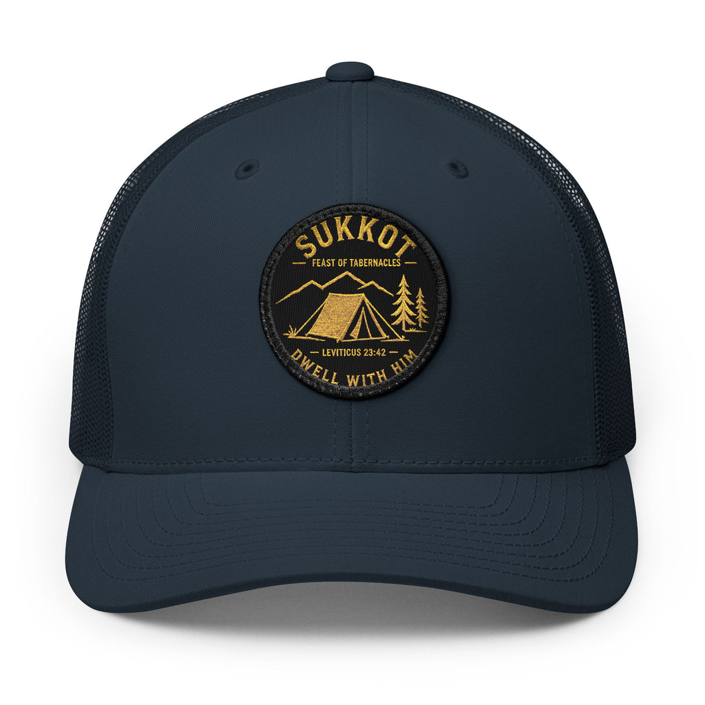 Men’s Sukkot Dwell with Him Hat | Embroidered Trucker Cap | Feast of Tabernacles Outdoor Apparel