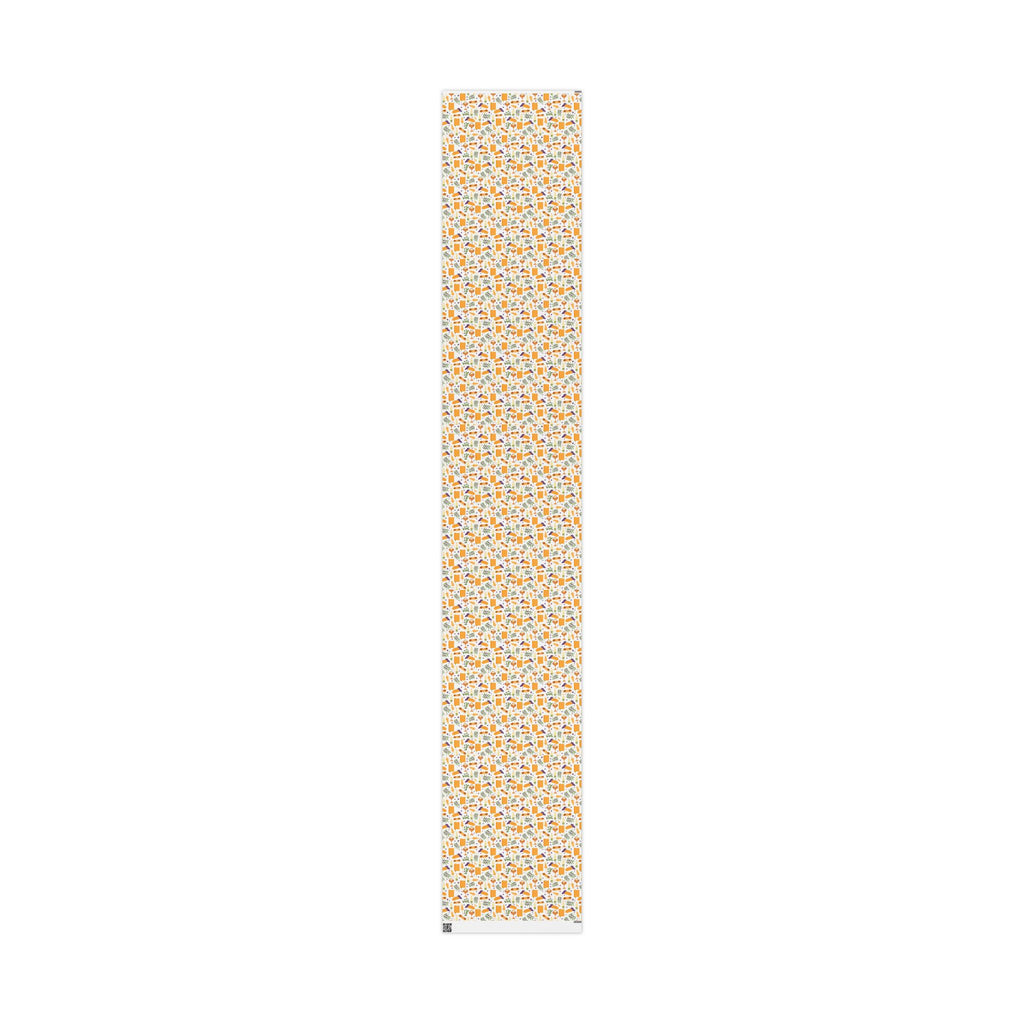 Shabbat Blessings Wrapping Paper | Wheat, Grapes, Challah & Candle Judaica Gift Wrap