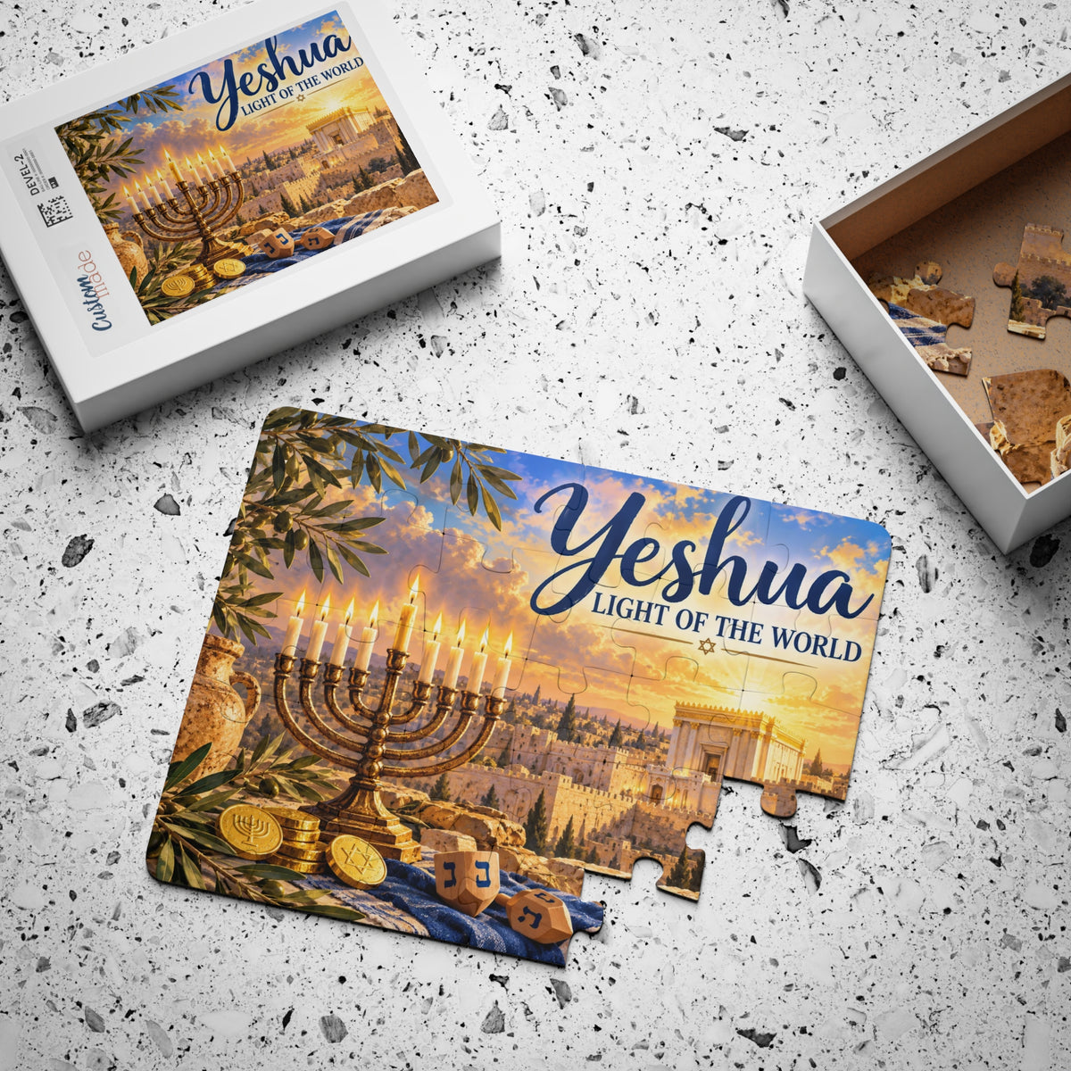 Yeshua Light of the World Hanukkah Puzzle for Kids – Messianic 30-Piece Jerusalem Puzzle