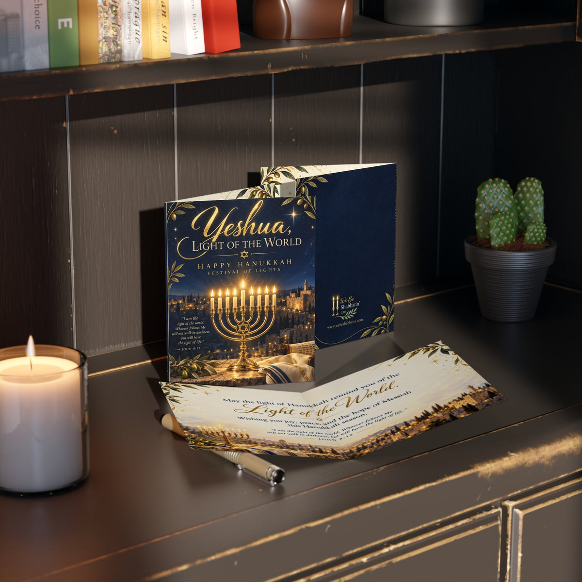 Messianic Hanukkah Card | Yeshua the Light of the World | Festival of Lights Greeting Card (8, 16, and 24 pcs)