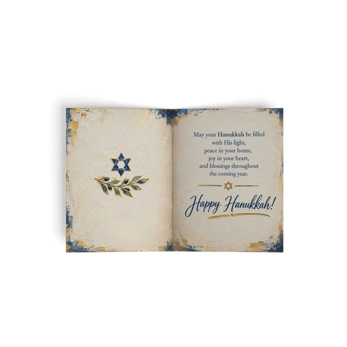 Oil Painting Hanukkah Card | Menorah Festival of Lights Greeting Card | Textured Art Style (8, 16, and 24 pcs)