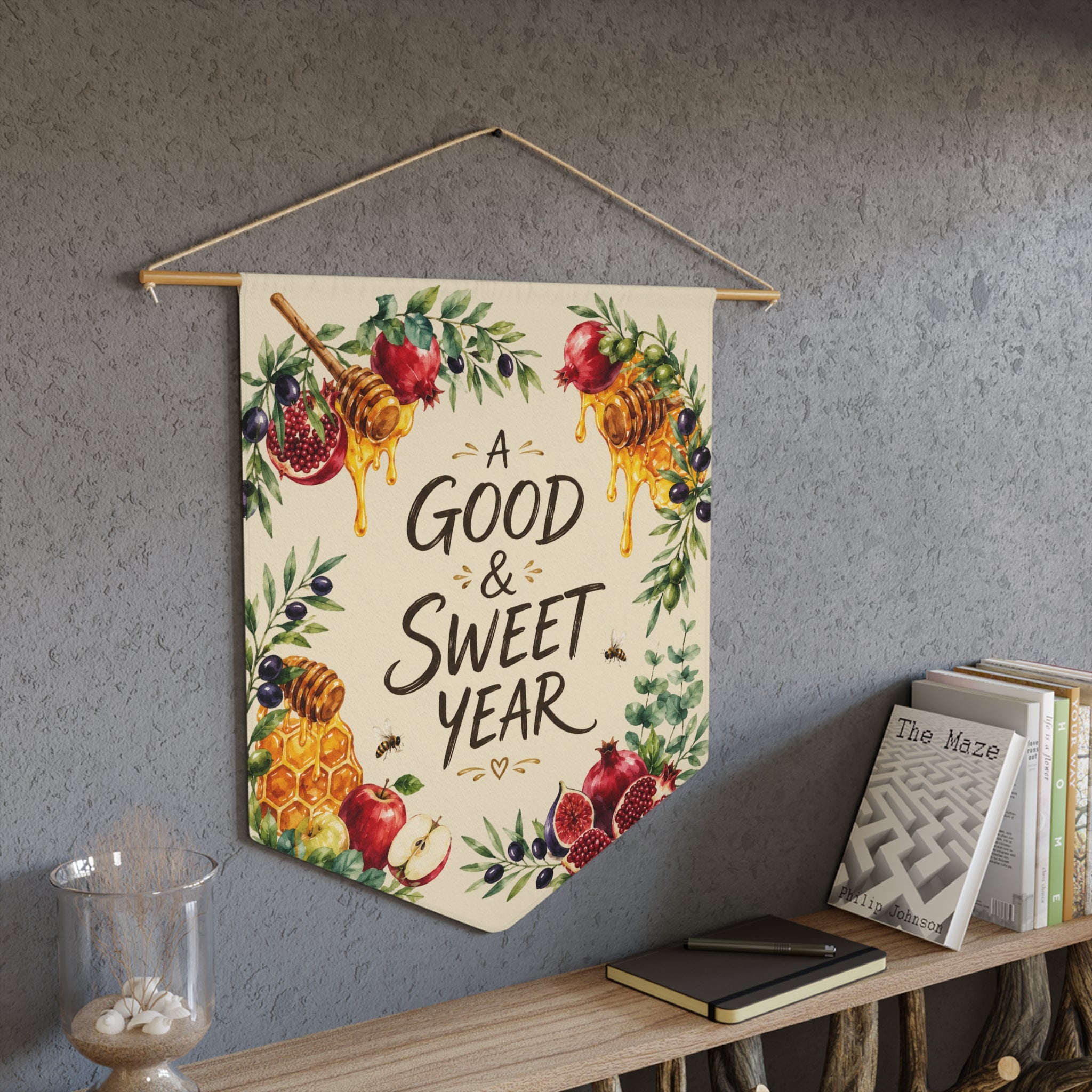 A Good & Sweet Year | Honey & Pomegranate Wall Pennant