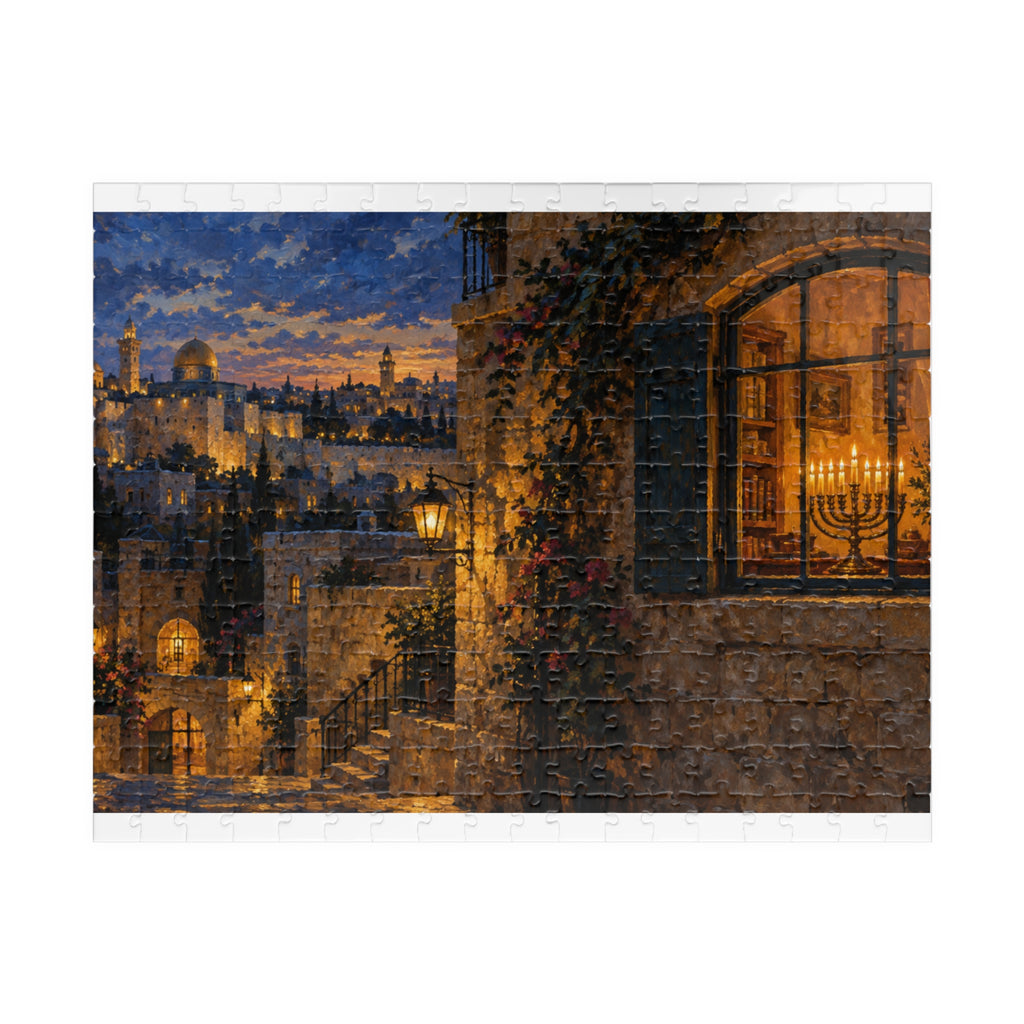 Hanukkah in Jerusalem – Glowing Hanukkiah Window Art Puzzle for Adults & Teens | 110–1014 Pieces