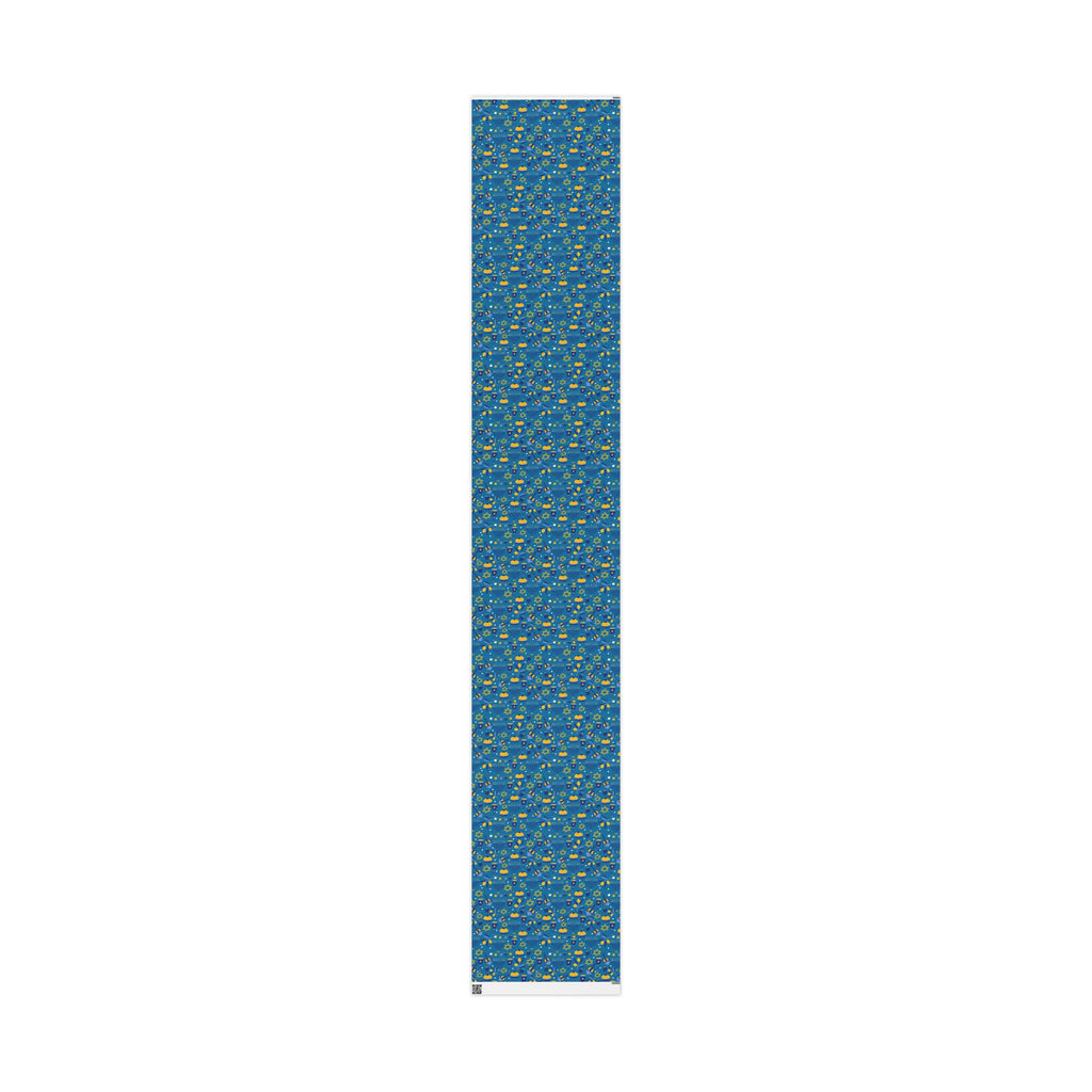 Hanukkah Wrapping Paper - Blue Gift Wrap with Menorahs