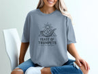 T-shirt with "Feast of Trumpets - Call to Gather" text and a graphic.