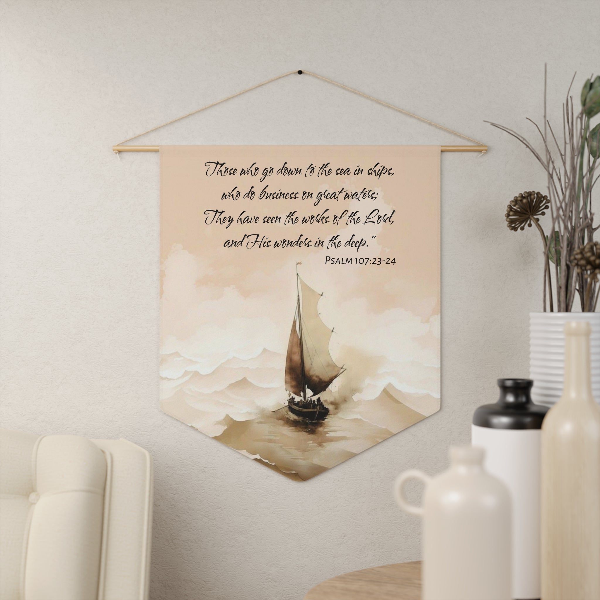 They That Go Down to the Sea | Psalm 107:23–24 Wall Pennant