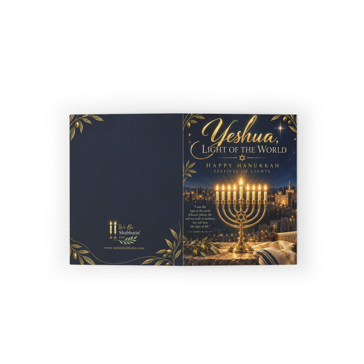 Messianic Hanukkah Card | Yeshua the Light of the World | Festival of Lights Greeting Card (8, 16, and 24 pcs)
