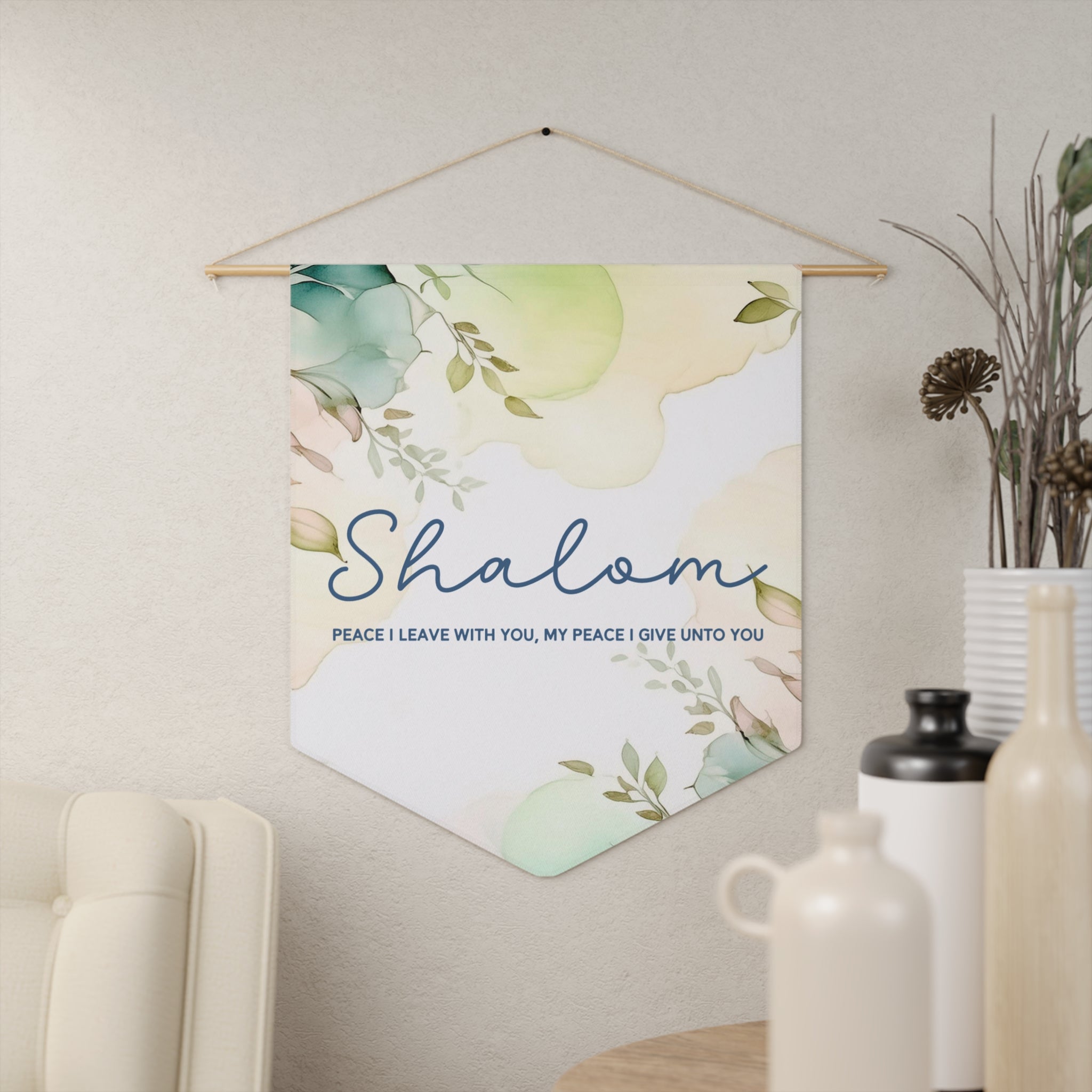 Shalom Floral Pennant Wall Hanging