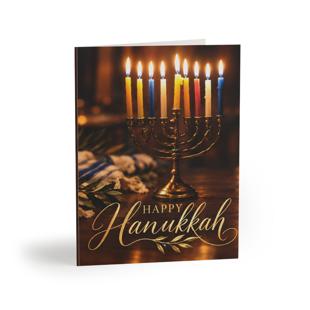 Happy Hanukkah Menorah Photo Card | Festival of Lights Greeting Card (8, 16, and 24 pcs)