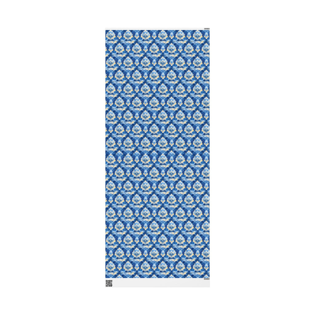 Blue & Gold Floral Wrapping Paper  |  Elegant Judaica Gift Wrap
