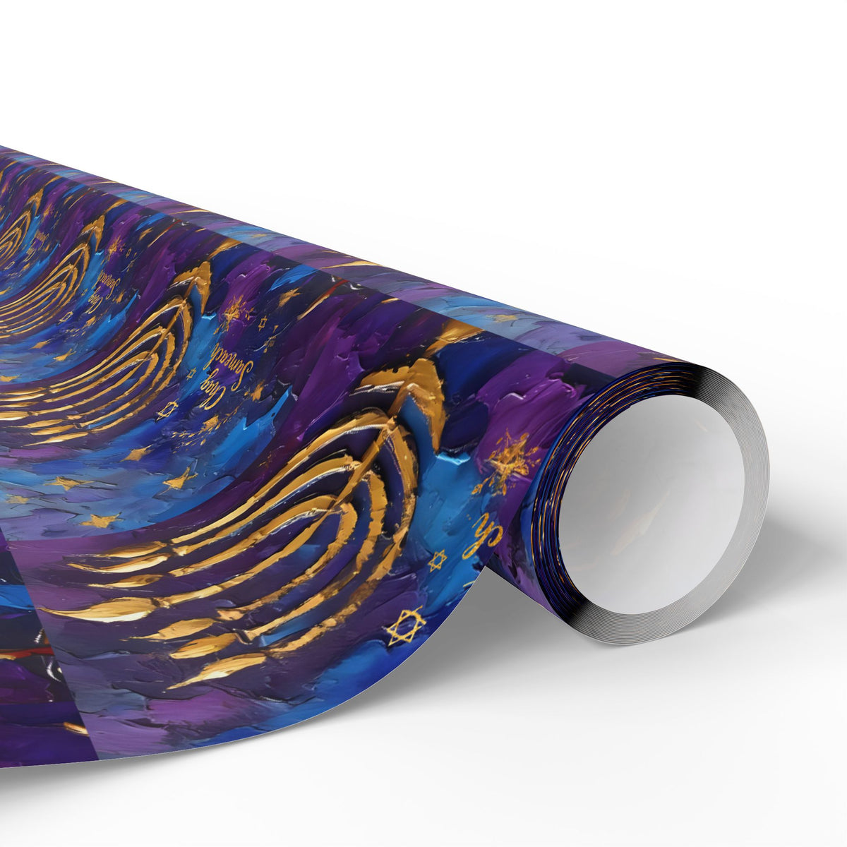 Menorah Gift Wrap in Purple & Gold |  Festival of Lights Gift Supplies
