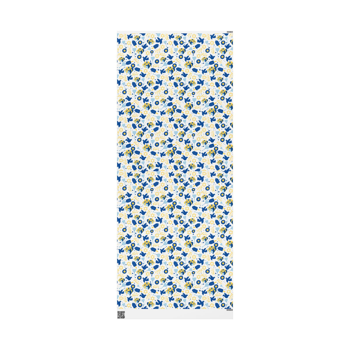 Blue Dove & Star of David Gift Wrap with Olive Branches and Dreidels