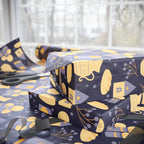 Shabbat Wrapping Paper | Elegant Navy & Gold Judaica Gift Wrap with Candles, Challah, Stars |