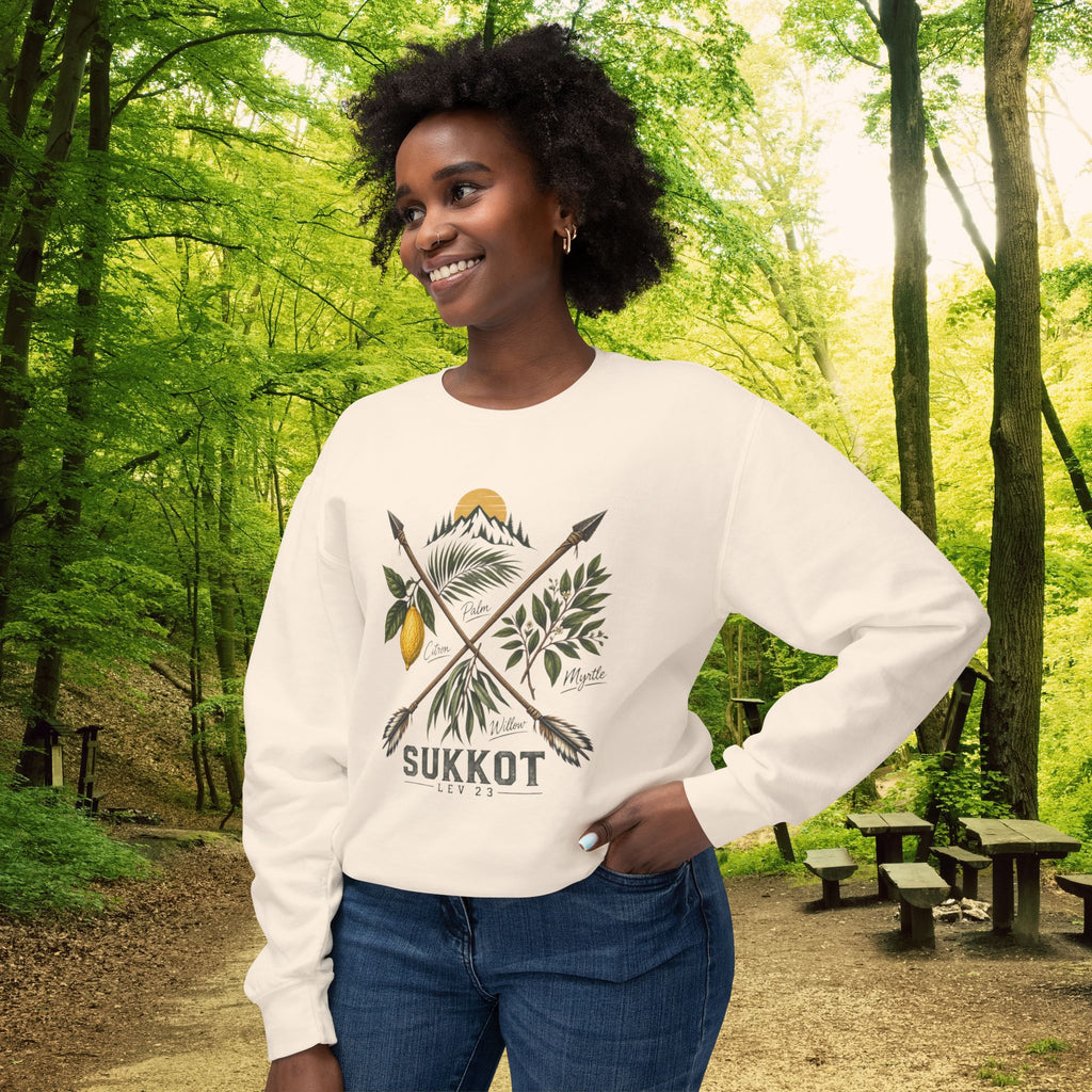 Sukkot Four Species Sweatshirt | Biblical Feast Day Outdoor Crewneck | Arba Minim Lev 23