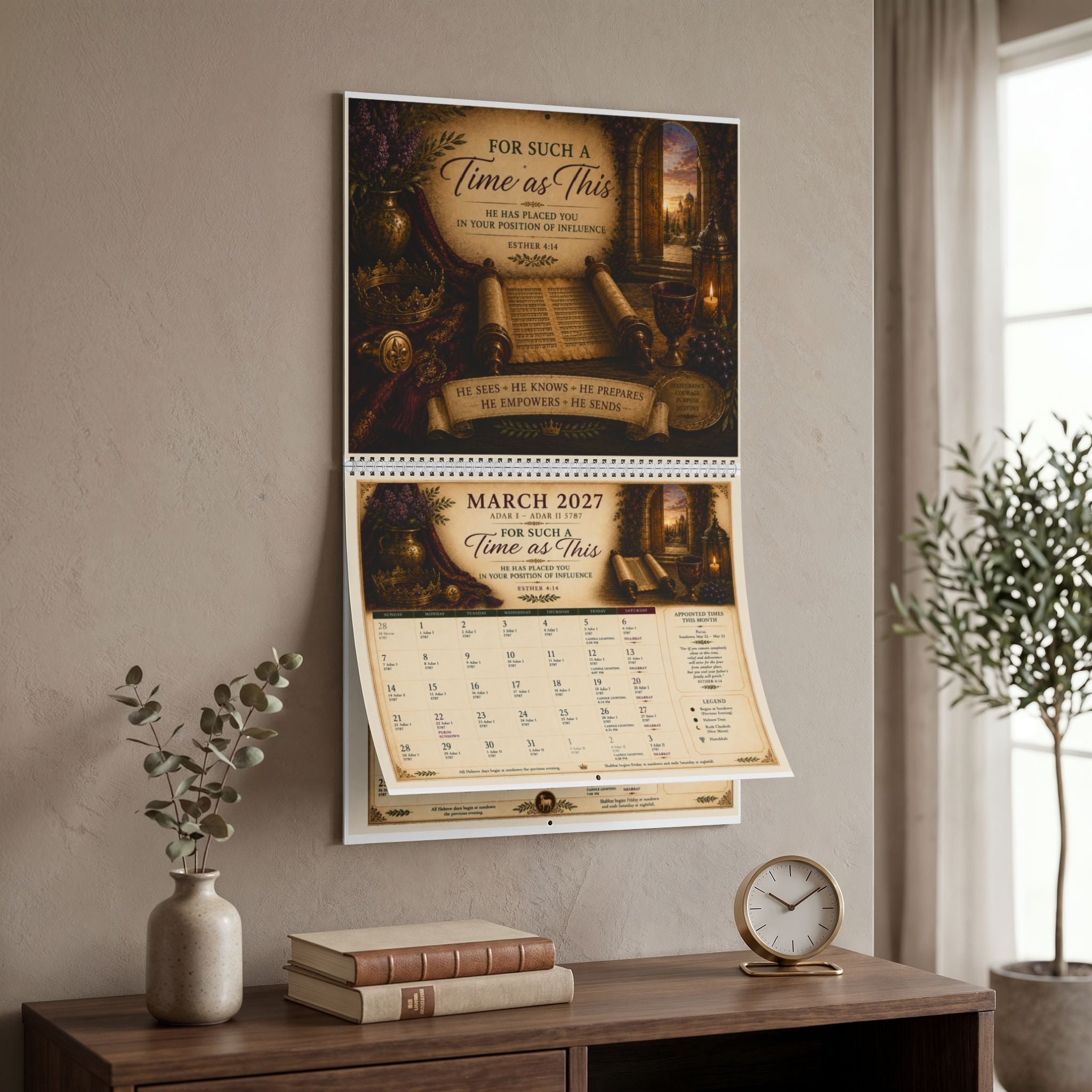 Biblical Hebrew Calendar 2026–2027 | Appointed Times & Feast Days Wall Calendar