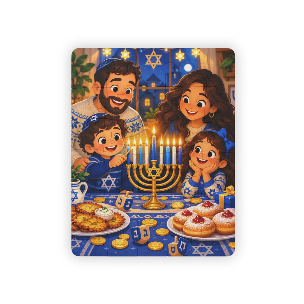 Family Fun Hanukkah Puzzle for Kids – 30-Piece Menorah, Dreidel & Festival of Lights Puzzle
