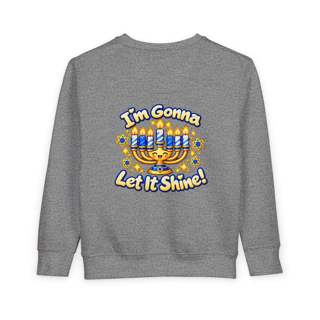 This Little Light of Mine Hanukkah Toddler Sweatshirt – Front & Back Menorah Pullover | I’m Gonna Let It Shine