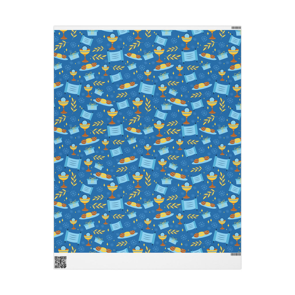Gift Wrap with Scrolls, Challah, & Olive Branches | Judaica Wrapping Paper