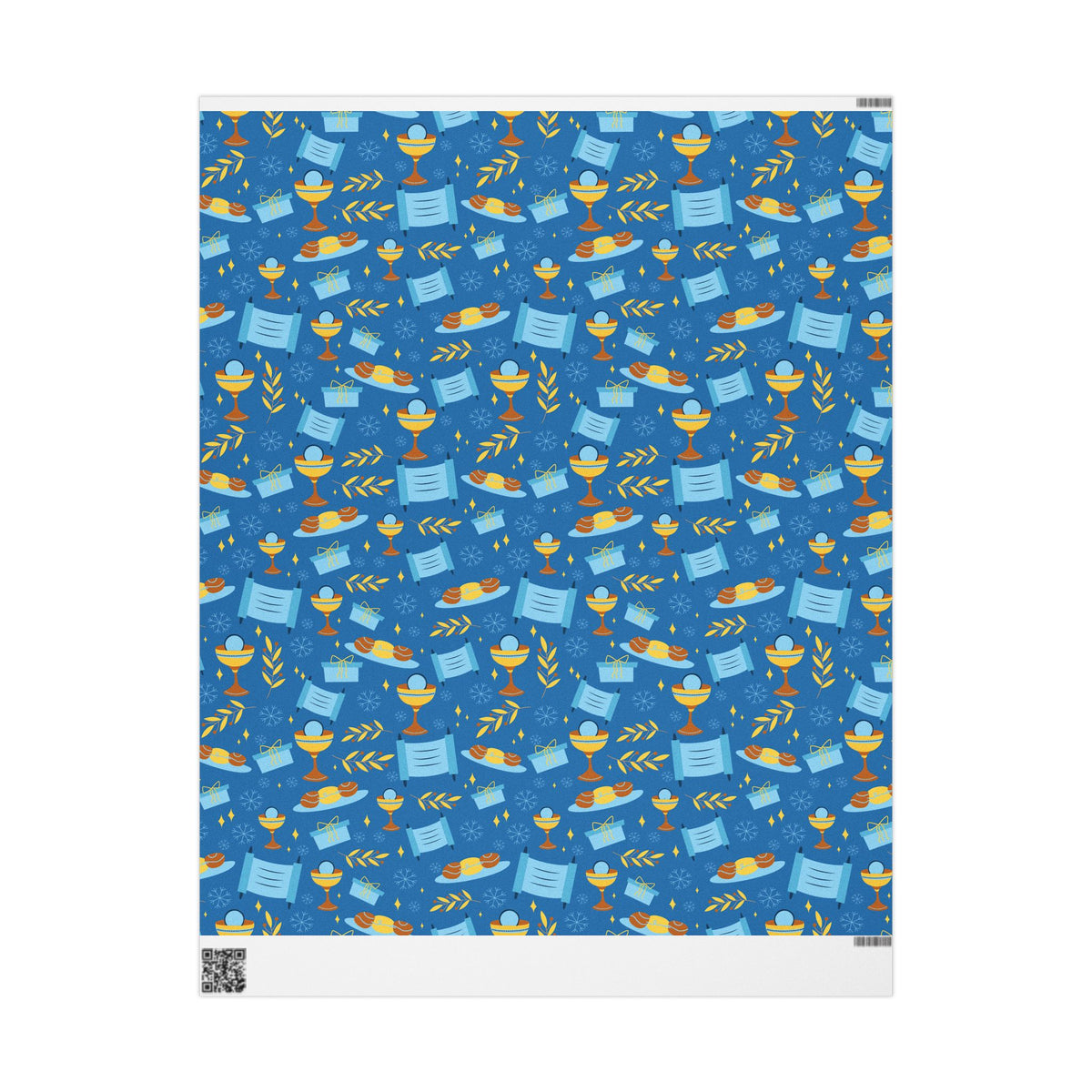 Gift Wrap with Scrolls, Challah, & Olive Branches | Judaica Wrapping Paper