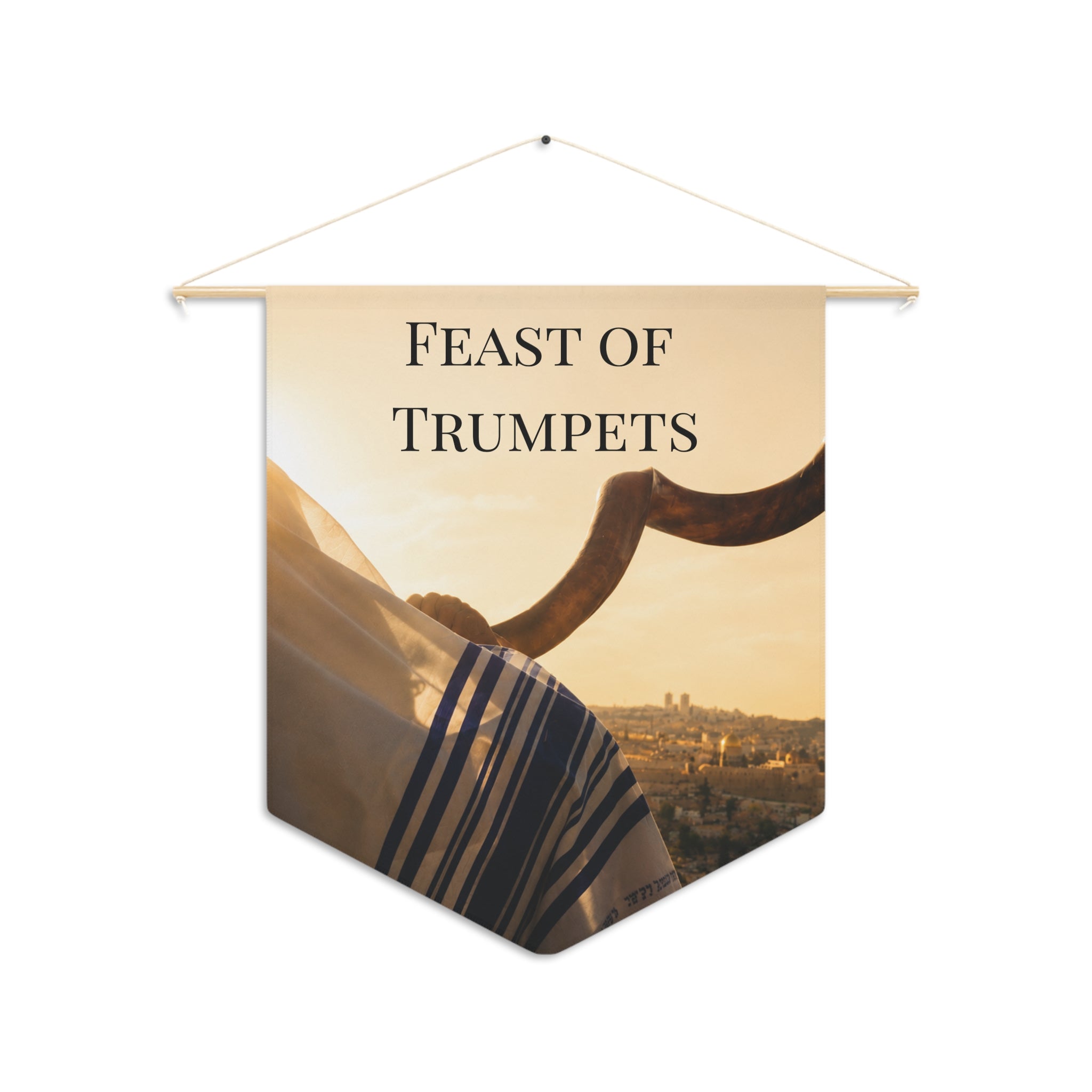 Feast of Trumpets | Shofar & Jerusalem Wall Pennant